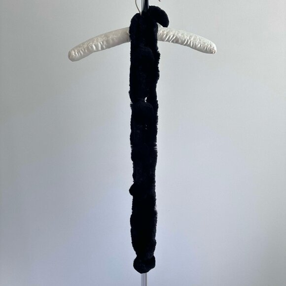 EUC Black Fur Ball Scarf - Picture 2 of 2